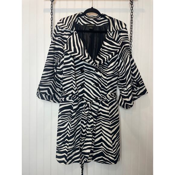 Lane Bryant Zebra Print Lightweight Belted Spring Coat Outdoor Womens Size 20 - Picture 1 of 6